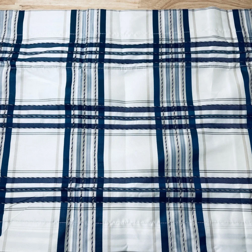 Vermont‎ Country Store Navy Blue Plaid Lined Tailored Valance 15x50 NEW